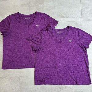 Under Armour Heathered Purple V-Neck Tops set of 2